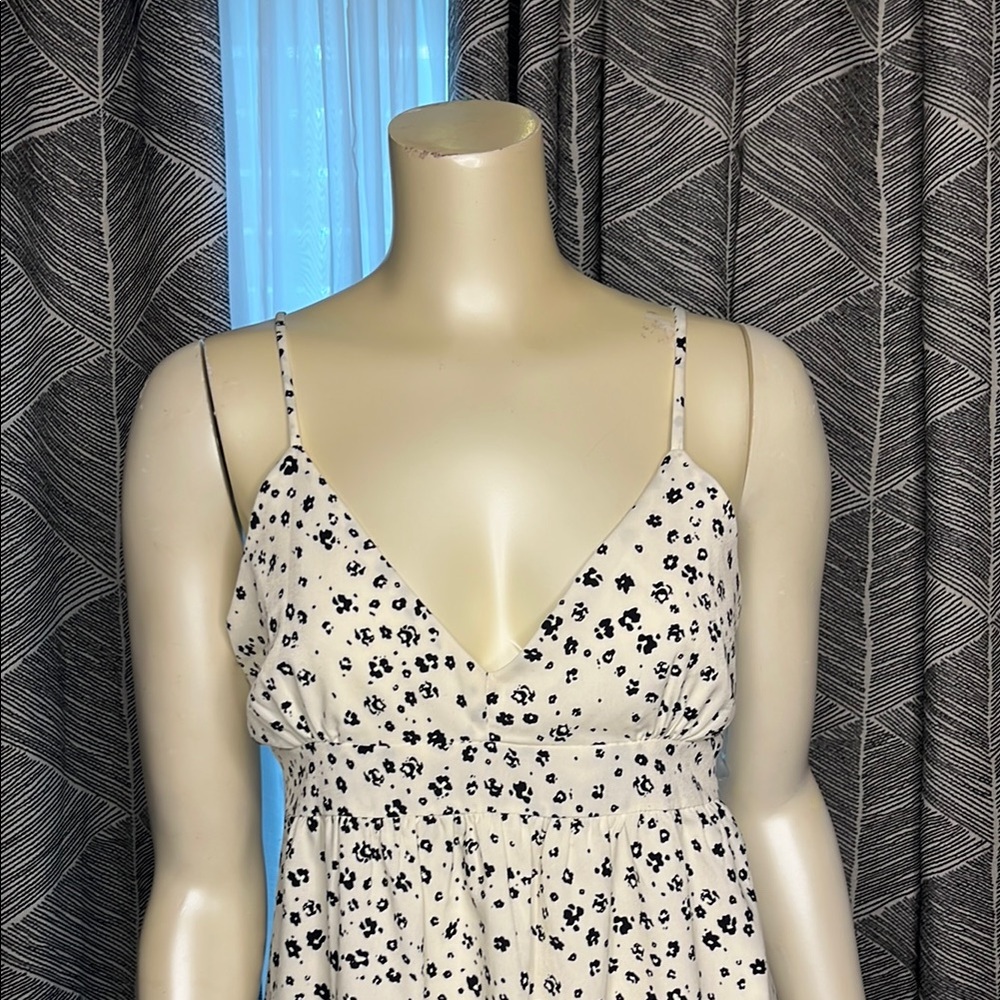 Millibon Black and White Wrap Sundress with Plunge Neckline